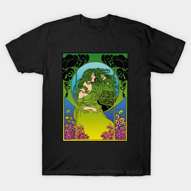 Art Deco Lady (green) T-Shirt by Soth Studio